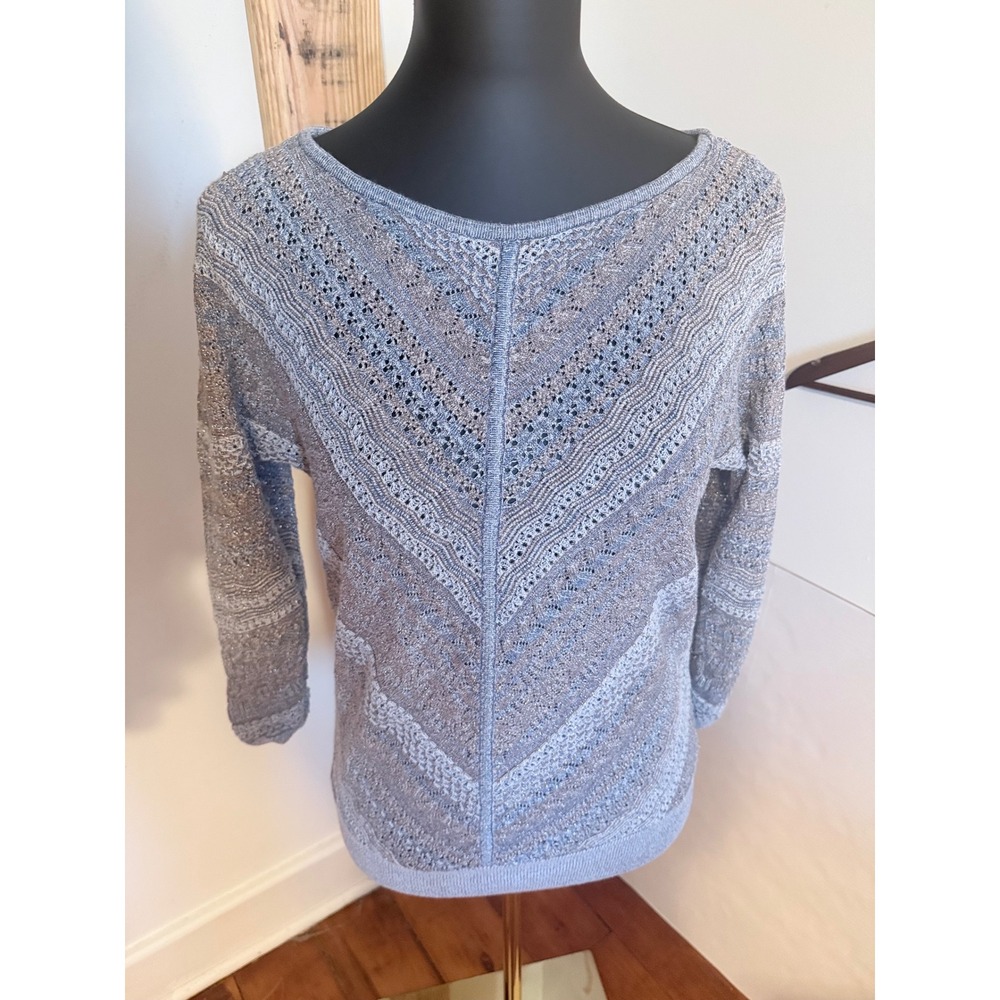 White House Black‎ Market Textured Knit Sweater Small Gray Neutral Boho